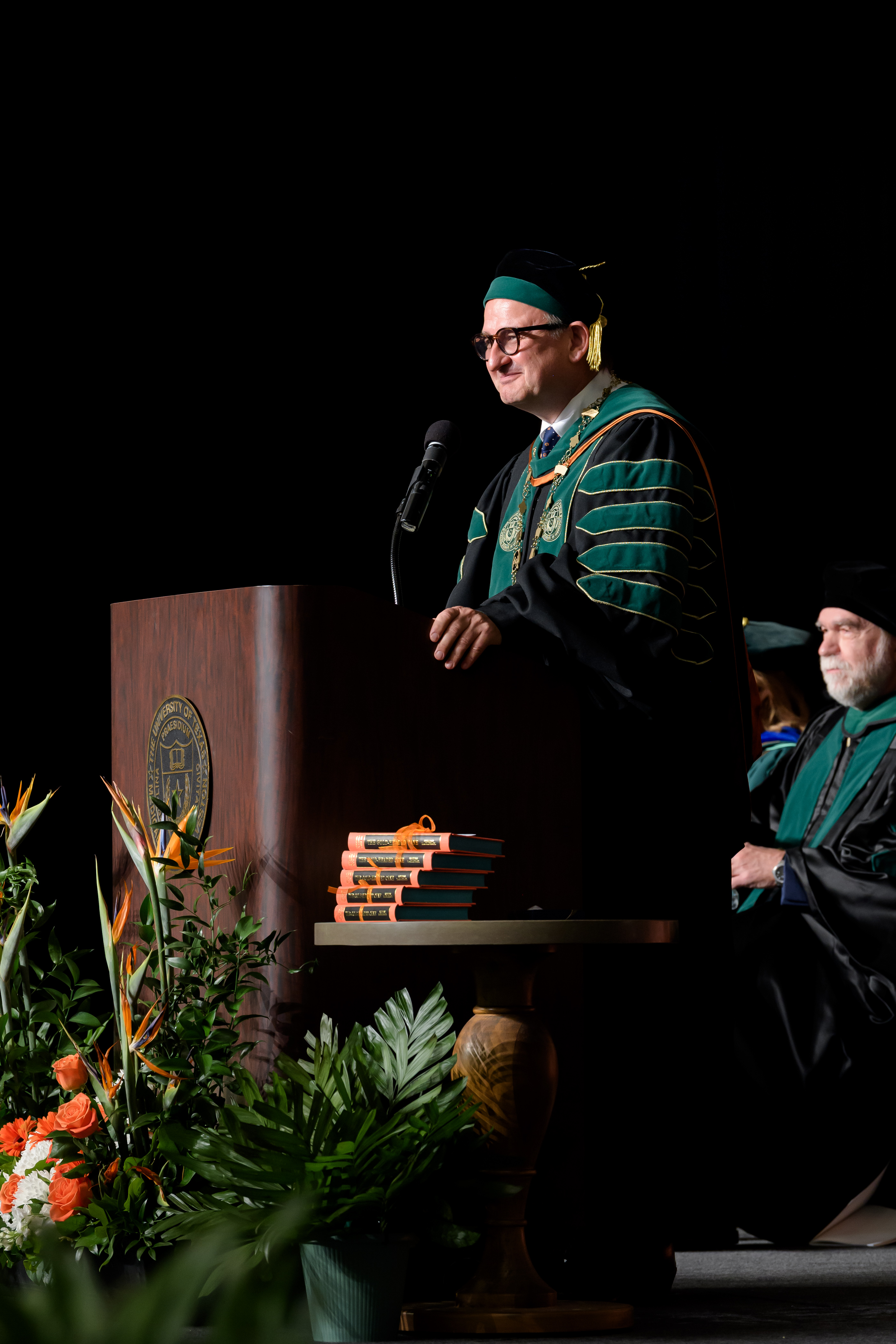 Dr. Reiser Dr. Reiser delivering a speech during the 2026 JSSOM MD Commencement